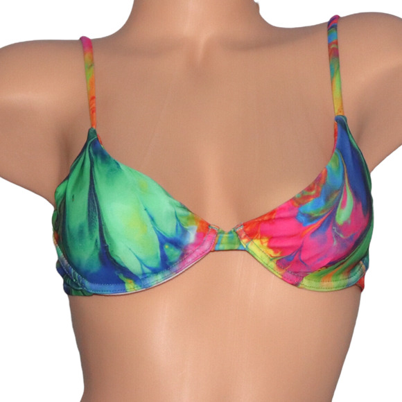 PrettyLittleThing Multi Abstract Print Underwired Bikini Top Size 6 NWT - Picture 3 of 12